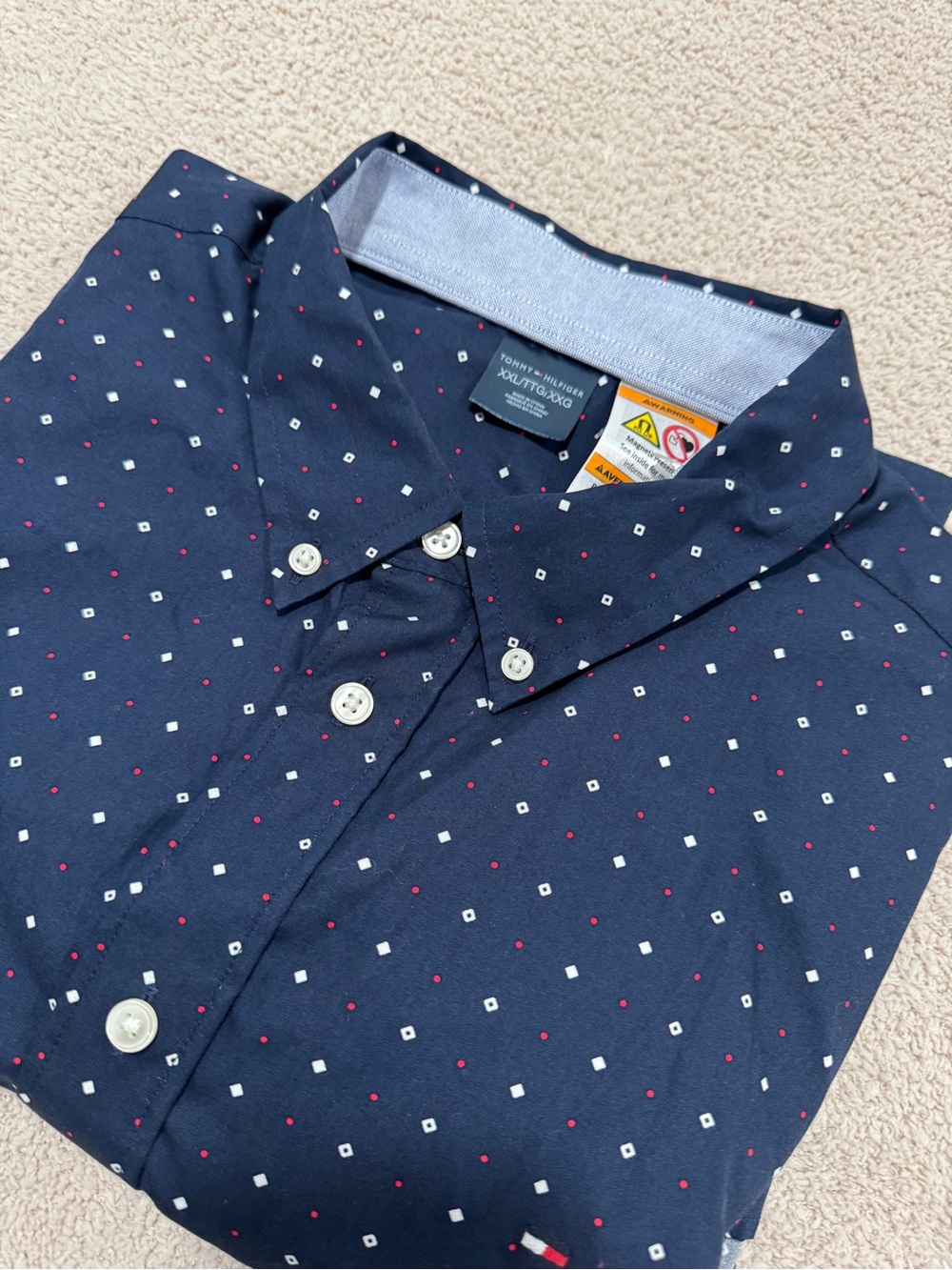 Tommy Hilfiger Classic Fit Micro Dot Shirt XXL Navy Cotton Button Down
